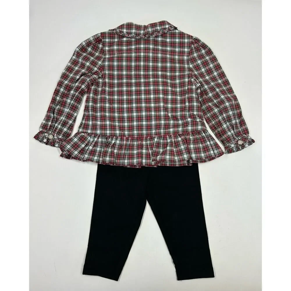 Polo Ralph Lauren Baby Girl 2 Piece Holiday Red and Green‎ Plaid Set Size 9M